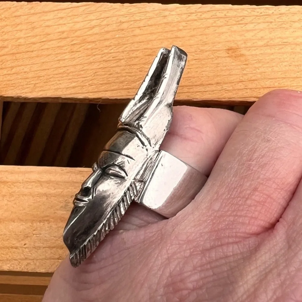 - Warrior King Mask Stainless Steel Ring! EUC!